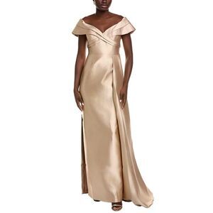 Rene Ruiz Womens  Draped Mikado Gown, Gold